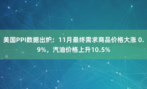 美國PPI數據出爐：11月最終需求商品價格大漲 0.9%，汽油價格上升10.5%