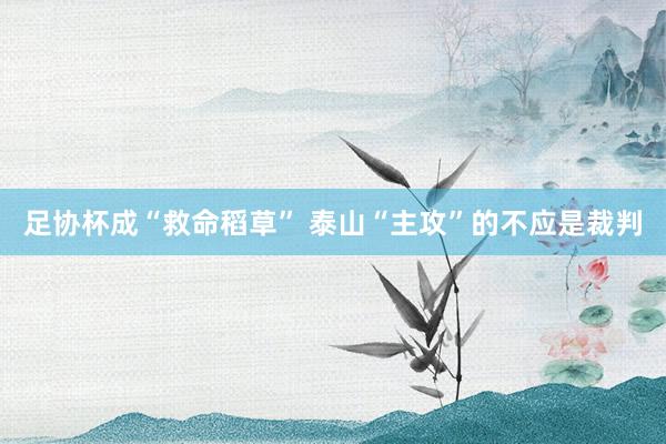 足協(xié)杯成“救命稻草” 泰山“主攻”的不應是裁判